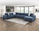 Raife Blue 5-Piece Sectional with Right Chaise and Pull-out Bed by Homelegance at Eve Furniture