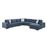 Raife Blue 5-Piece Sectional with Right Chaise and Pull-out Bed by Homelegance at Eve Furniture