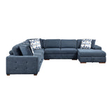 Raife Blue 5-Piece Sectional with Right Chaise and Pull-out Bed by Homelegance at Eve Furniture
