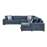 Raife Blue 5-Piece Sectional with Right Chaise and Pull-out Bed by Homelegance at Eve Furniture