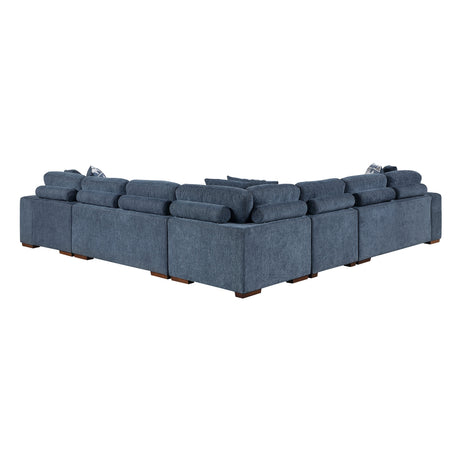 Raife Blue 5-Piece Sectional with Right Chaise and Pull-out Bed by Homelegance at Eve Furniture