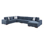 Raife Blue 5-Piece Sectional with Right Chaise and Pull-out Bed by Homelegance at Eve Furniture