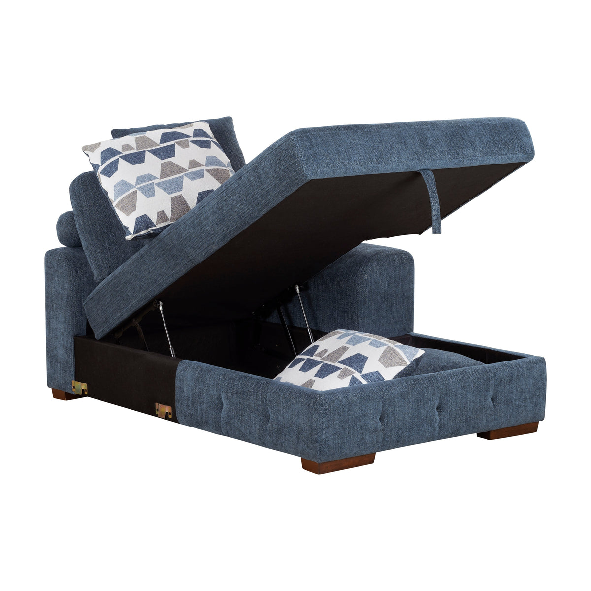 Raife Blue 5-Piece Sectional with Right Chaise and Storage Ottoman by Homelegance at Eve Furniture