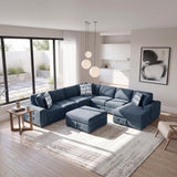Raife Blue 6-Piece Right Chaise Sectional with Ottoman by Homelegance at Eve Furniture