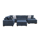 Raife Blue 6-Piece Right Chaise Sectional with Ottoman by Homelegance at Eve Furniture