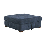 Raife Blue Storage Ottoman by Homelegance at Eve Furniture