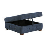 Raife Blue Storage Ottoman by Homelegance at Eve Furniture