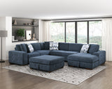 Raife Blue Storage Ottoman by Homelegance at Eve Furniture