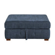 Raife Blue Storage Ottoman by Homelegance at Eve Furniture