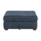 Raife Blue Storage Ottoman by Homelegance at Eve Furniture