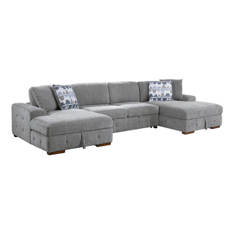 Raife Gray 3-Piece Sectional with Left and Right Chaise by Homelegance at Eve Furniture