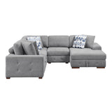 Raife Gray 4-Piece Sectional with Right Chaise and Pull-out Bed by Homelegance at Eve Furniture