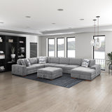 Raife Gray 5-Piece Right Chaise Sectional with Ottoman by Homelegance at Eve Furniture