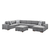 Raife Gray 5-Piece Right Chaise Sectional with Ottoman by Homelegance at Eve Furniture