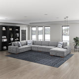 Raife Gray 5-Piece Sectional with Right Chaise and Pull-out Bed by Homelegance at Eve Furniture