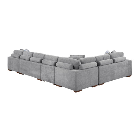 Raife Gray 5-Piece Sectional with Right Chaise and Pull-out Bed by Homelegance at Eve Furniture
