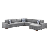 Raife Gray 5-Piece Sectional with Right Chaise and Pull-out Bed by Homelegance at Eve Furniture