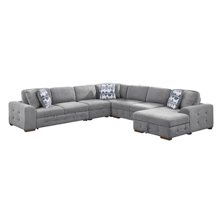 Raife Gray 5-Piece Sectional with Right Chaise and Pull-out Bed by Homelegance at Eve Furniture
