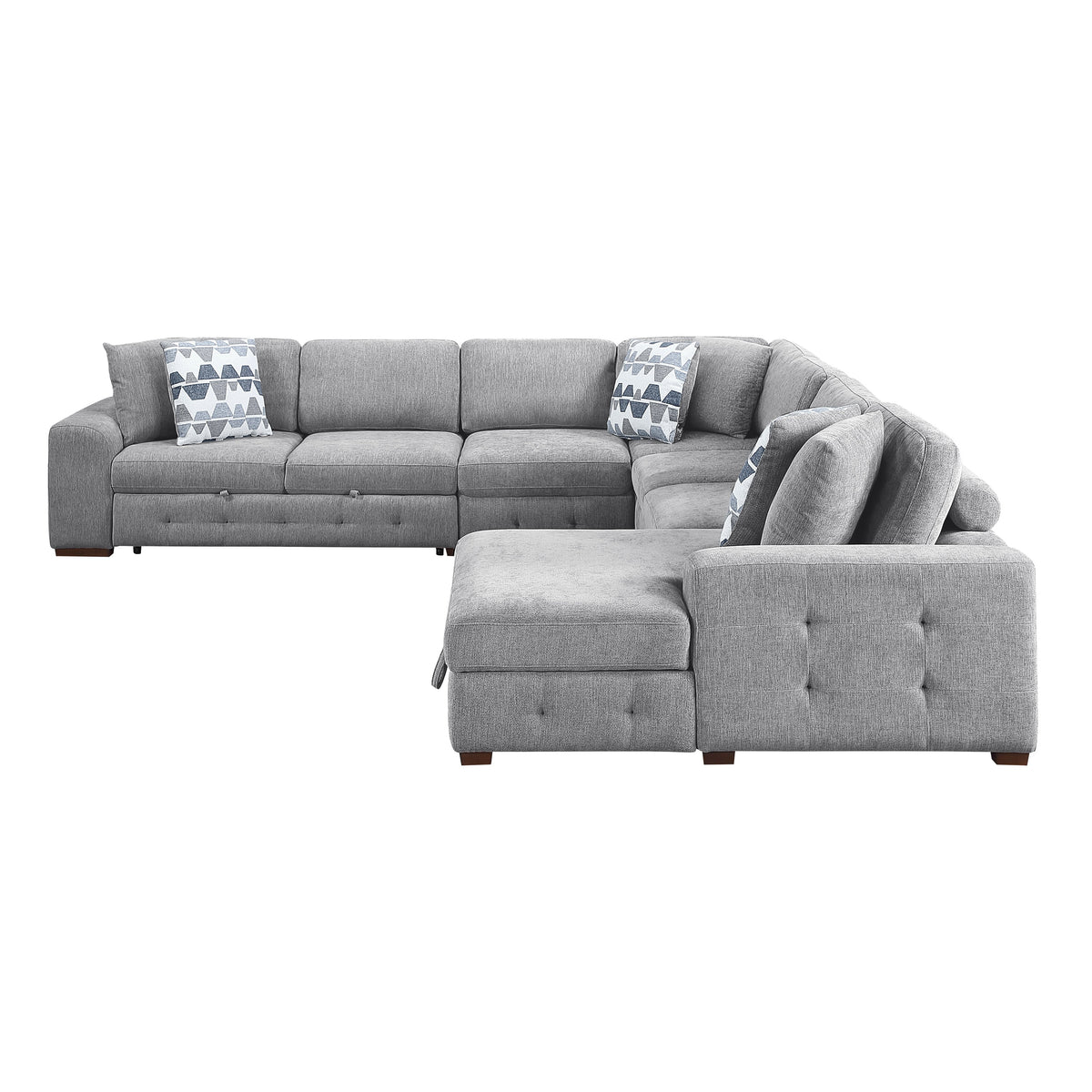 Raife Gray 5-Piece Sectional with Right Chaise and Pull-out Bed by Homelegance at Eve Furniture
