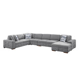 Raife Gray 5-Piece Sectional with Right Chaise and Pull-out Bed by Homelegance at Eve Furniture