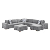 Raife Gray 6-Piece Right Chaise Sectional with Ottoman by Homelegance at Eve Furniture