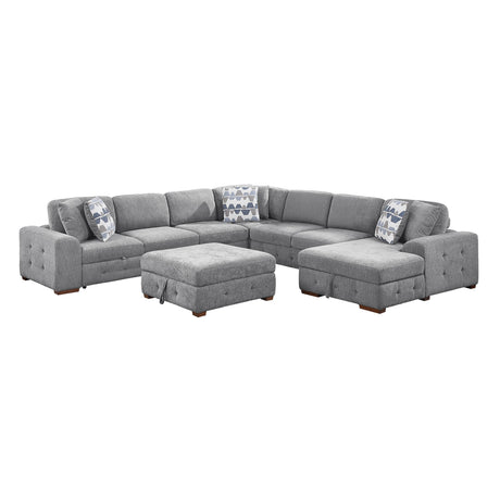 Raife Gray 6-Piece Right Chaise Sectional with Ottoman by Homelegance at Eve Furniture