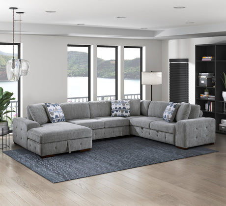 Raife Gray Storage Ottoman by Homelegance at Eve Furniture