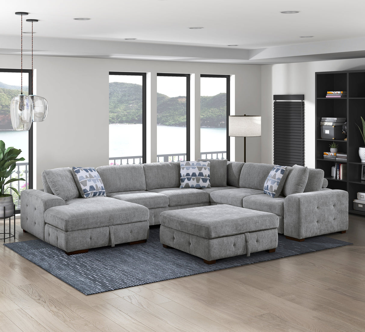 Raife Gray Storage Ottoman by Homelegance at Eve Furniture