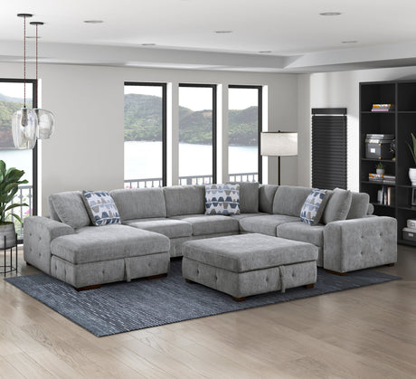 Raife Gray Storage Ottoman by Homelegance at Eve Furniture