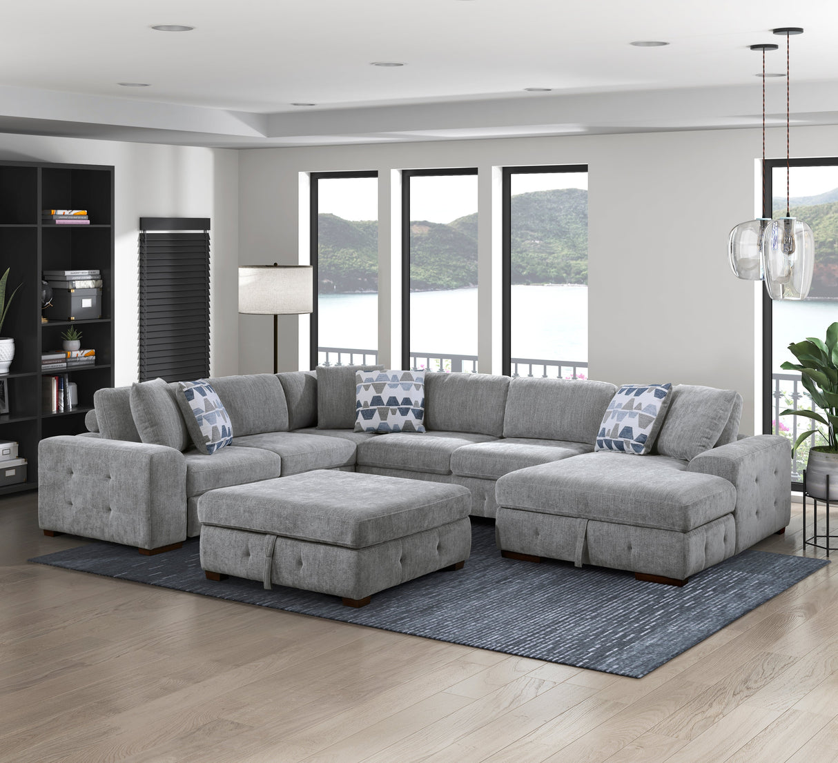 Raife Gray Storage Ottoman by Homelegance at Eve Furniture