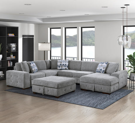 Raife Gray Storage Ottoman by Homelegance at Eve Furniture