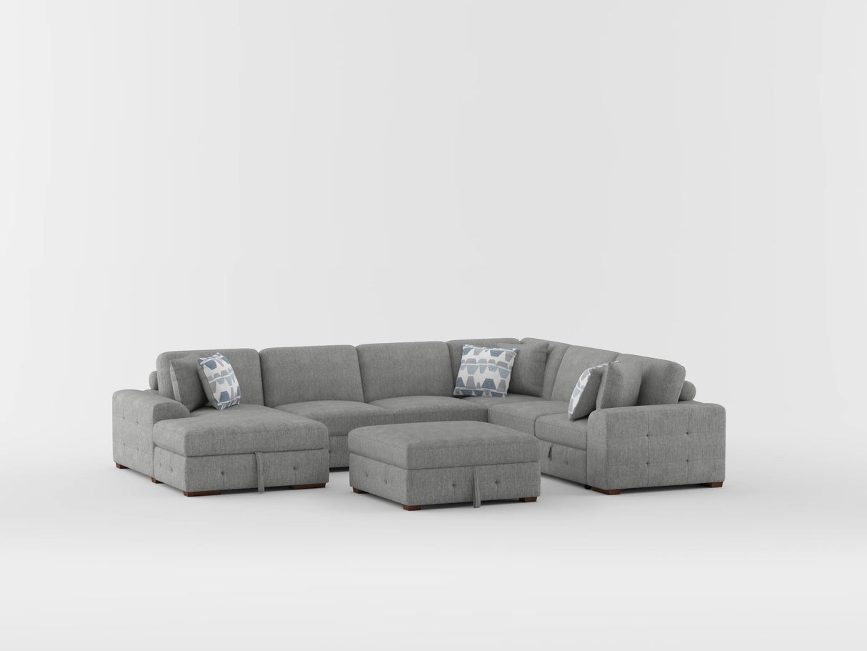 Raife Gray Storage Ottoman by Homelegance at Eve Furniture