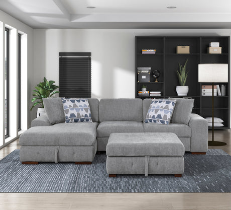 Raife Gray Storage Ottoman by Homelegance at Eve Furniture