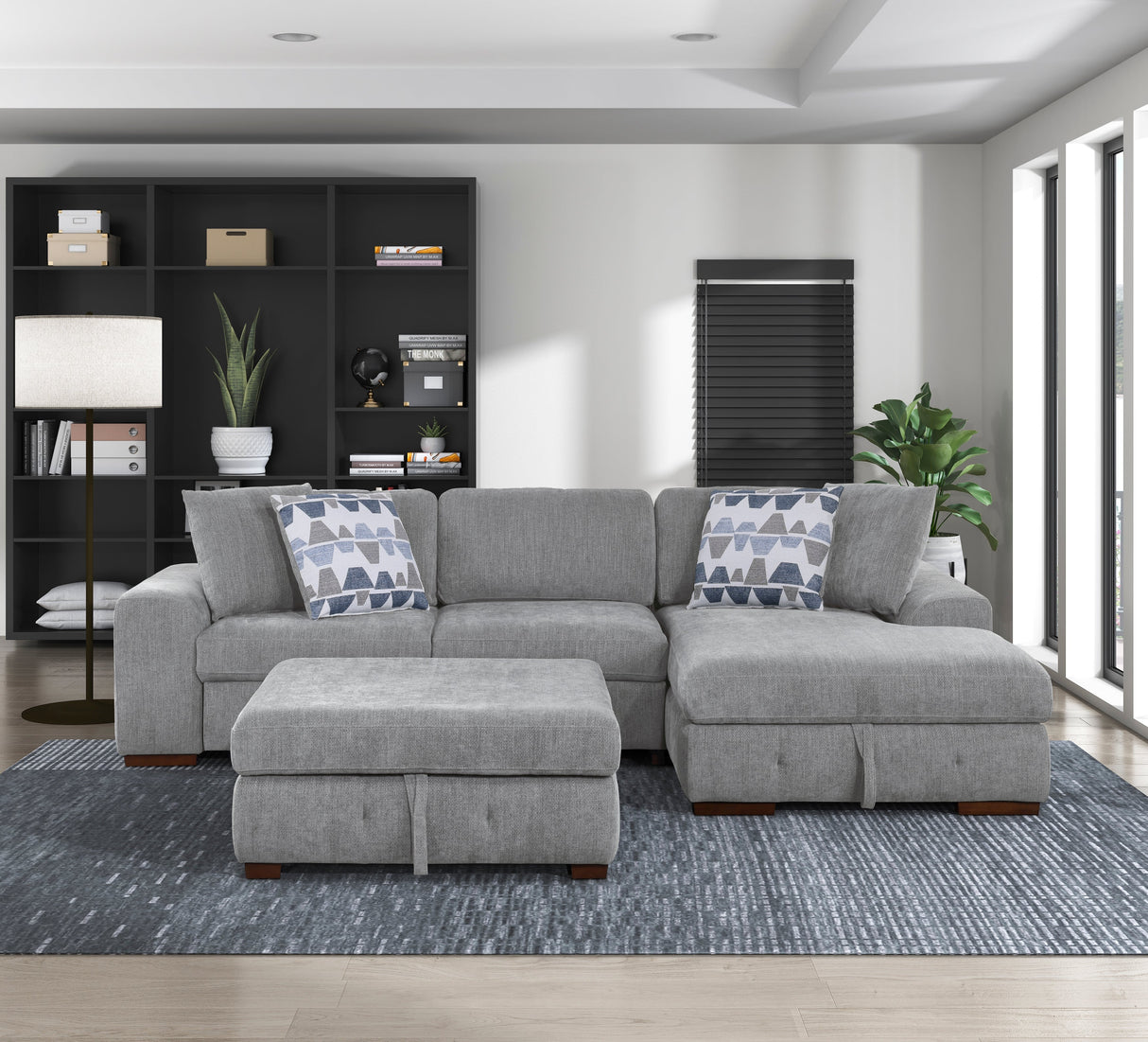 Raife Gray Storage Ottoman by Homelegance at Eve Furniture