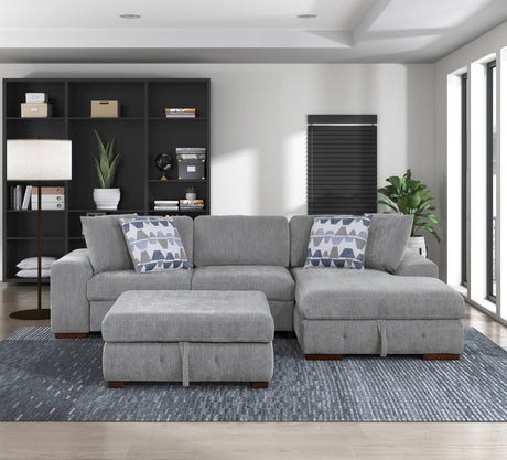 Raife Gray Storage Ottoman by Homelegance at Eve Furniture