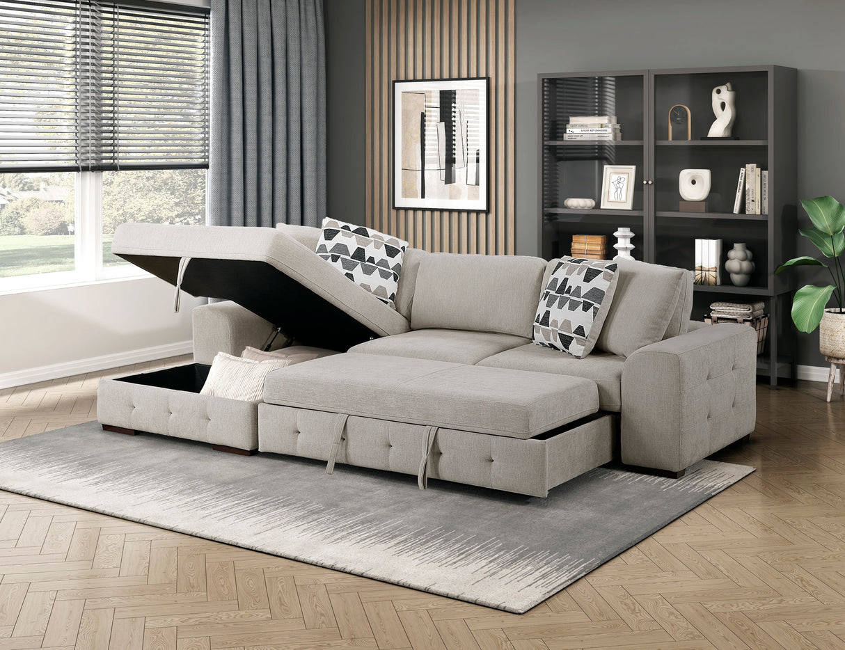 Raife Taupe 2-Piece Sectional with Left Chaise by Homelegance at Eve Furniture