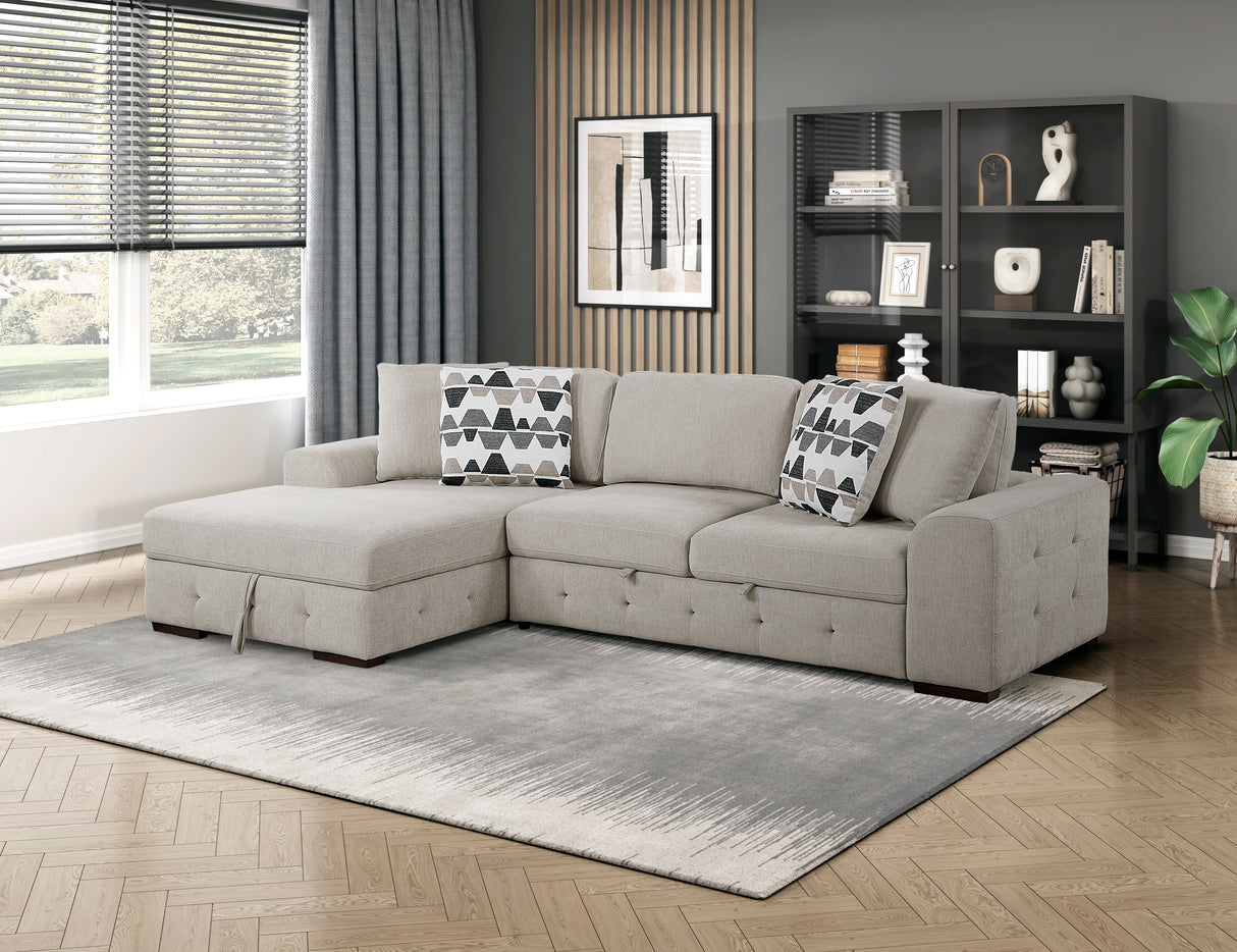 Raife Taupe 2-Piece Sectional with Left Chaise by Homelegance at Eve Furniture