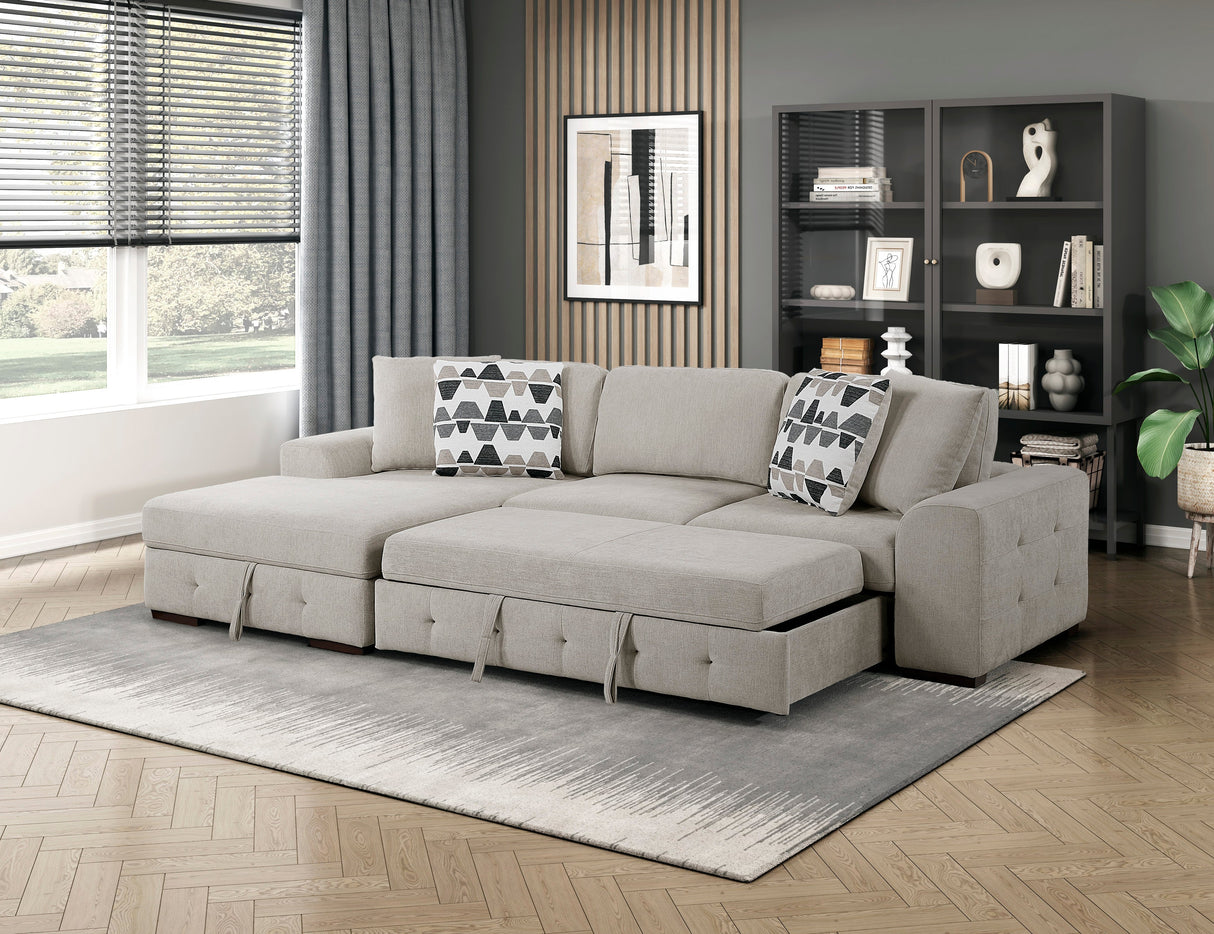 Raife Taupe 2-Piece Sectional with Left Chaise by Homelegance at Eve Furniture
