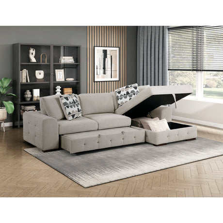 Raife Taupe 2-Piece Sectional with Right Chaise by Homelegance at Eve Furniture