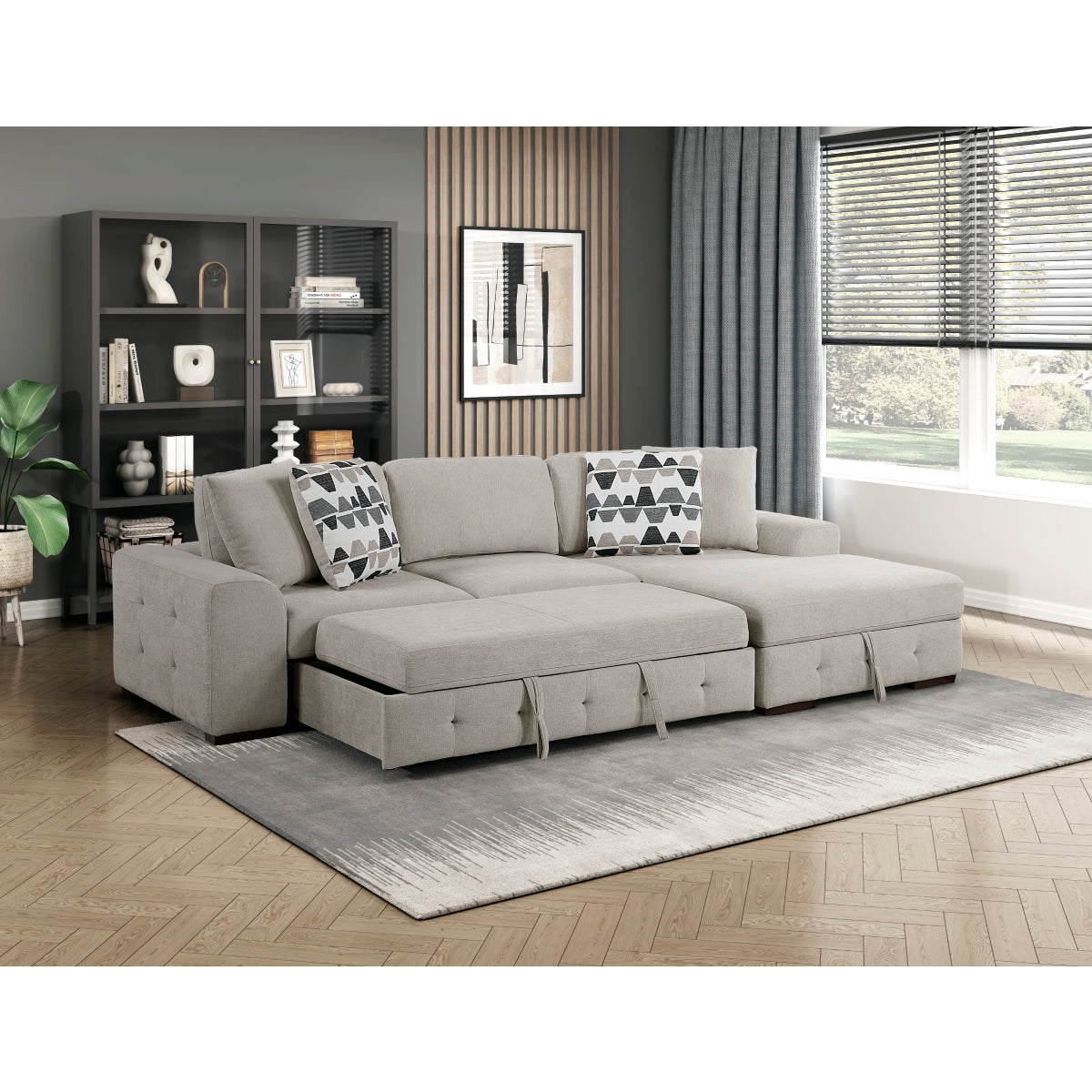 Raife Taupe 2-Piece Sectional with Right Chaise by Homelegance at Eve Furniture