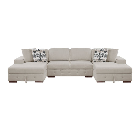 Raife Taupe 3-Piece Sectional with Left and Right Chaise by Homelegance at Eve Furniture