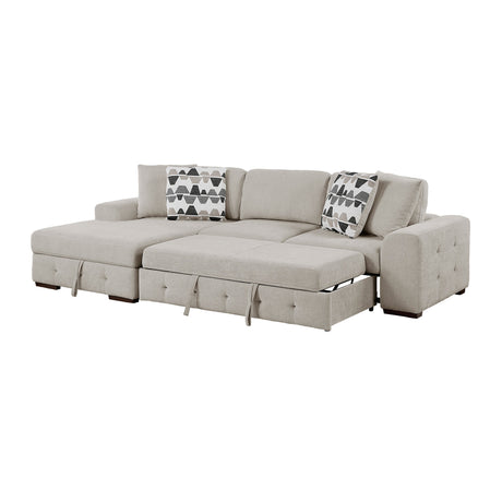 Raife Taupe 3-Piece Sectional with Left Chaise and Ottoman by Homelegance at Eve Furniture