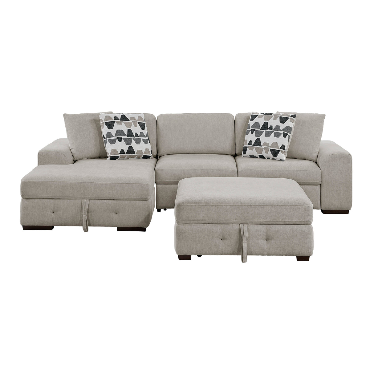 Raife Taupe 3-Piece Sectional with Left Chaise and Ottoman by Homelegance at Eve Furniture