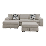Raife Taupe 3-Piece Sectional with Left Chaise and Ottoman by Homelegance at Eve Furniture