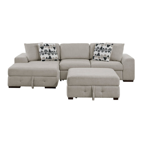 Raife Taupe 3-Piece Sectional with Left Chaise and Ottoman by Homelegance at Eve Furniture