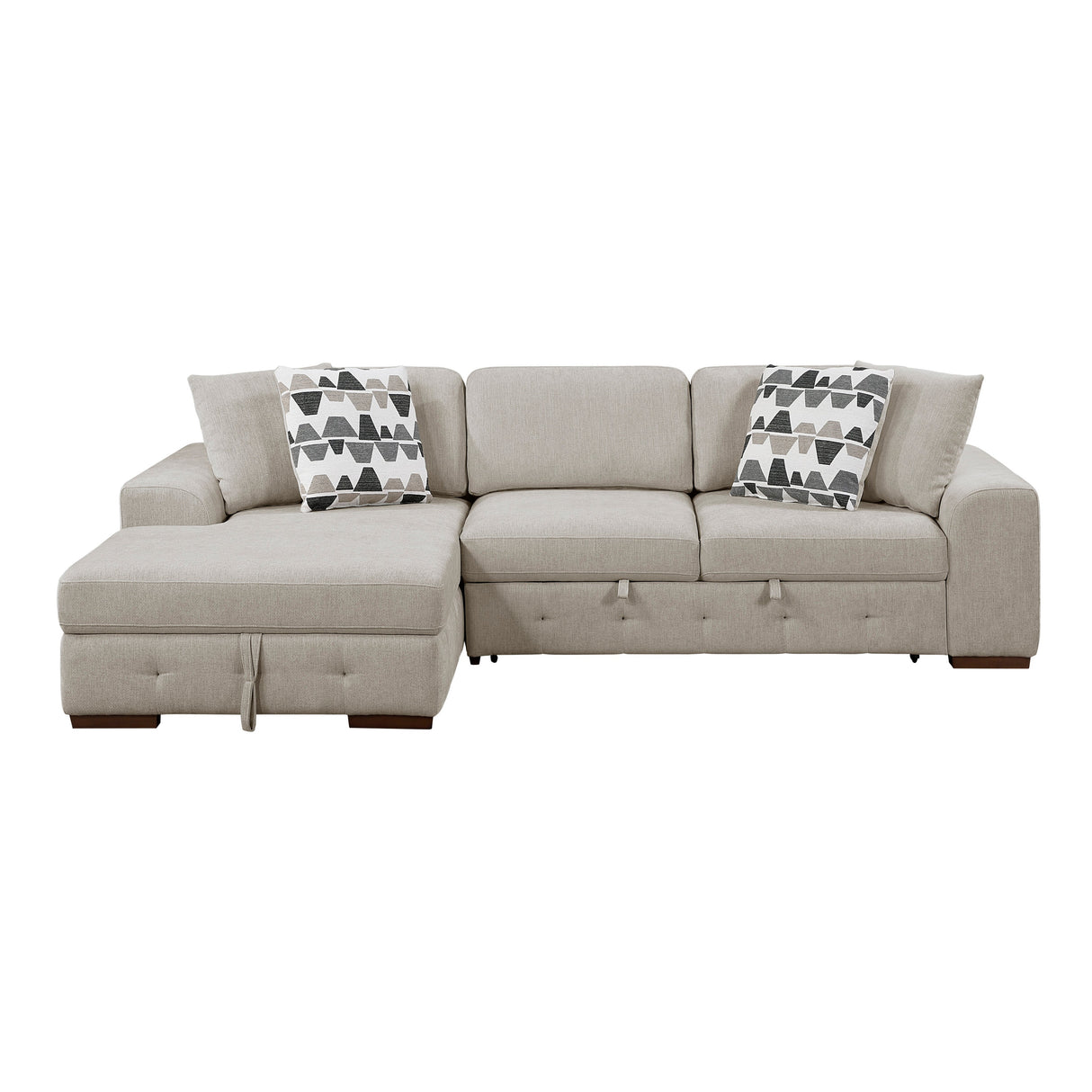 Raife Taupe 3-Piece Sectional with Left Chaise and Ottoman by Homelegance at Eve Furniture