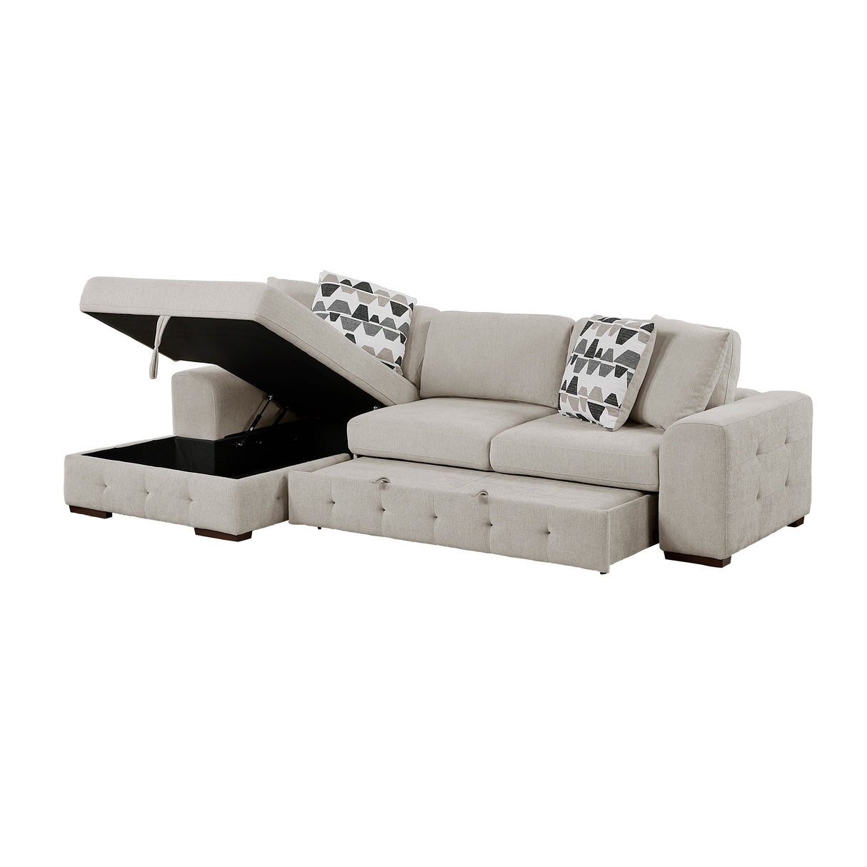 Raife Taupe 3-Piece Sectional with Left Chaise and Ottoman by Homelegance at Eve Furniture