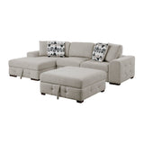 Raife Taupe 3-Piece Sectional with Left Chaise and Ottoman by Homelegance at Eve Furniture