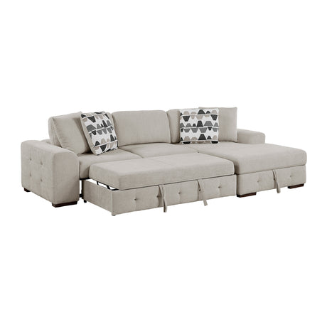 Raife Taupe 3-Piece Sectional with Right Chaise and Ottoman by Homelegance at Eve Furniture