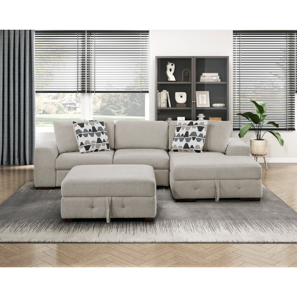 Raife Taupe 3-Piece Sectional with Right Chaise and Ottoman by Homelegance at Eve Furniture